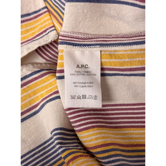 APC Striped Cotton Woven Popover Blouse 34 - Picture 7 of 7